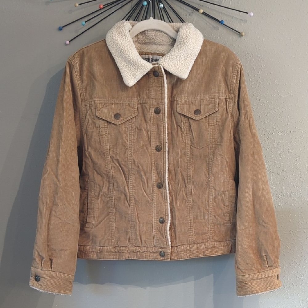 Vintage Corduroy Barn Jacket Pockets  Mens XL Y2k Sherpa